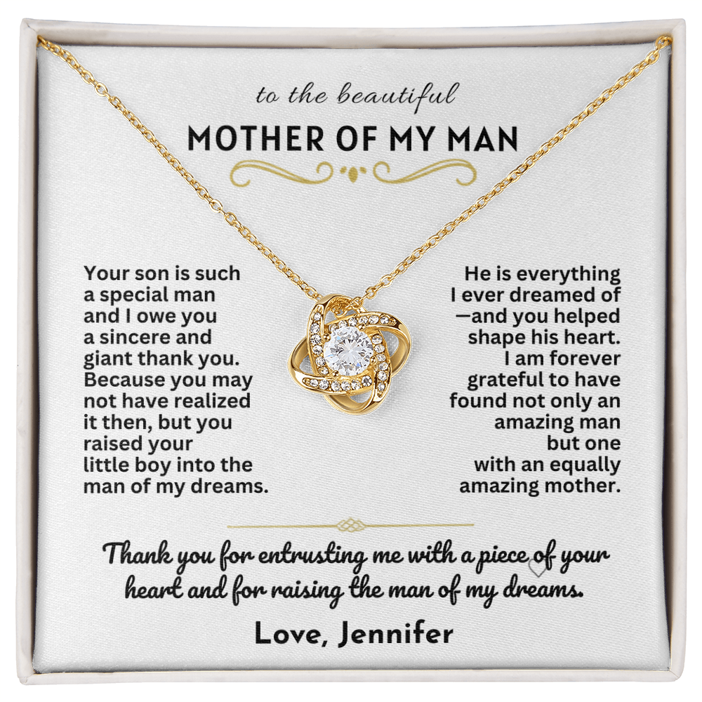 To The Mother Of My Man - Love Knot Necklace Gift Set