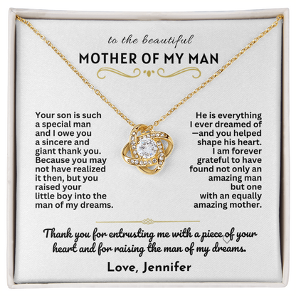 To The Mother Of My Man - Love Knot Necklace Gift Set