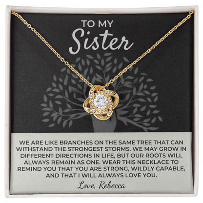 To My Sister - Love Knot Necklace Gift Set