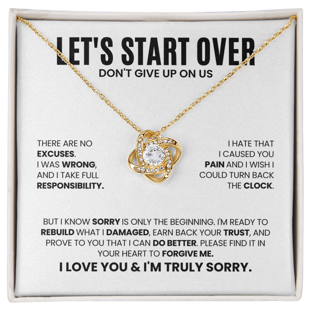 Let's Start Over Necklace for Her – Don't Give Up on Us – Heartfelt Apology Gift Set