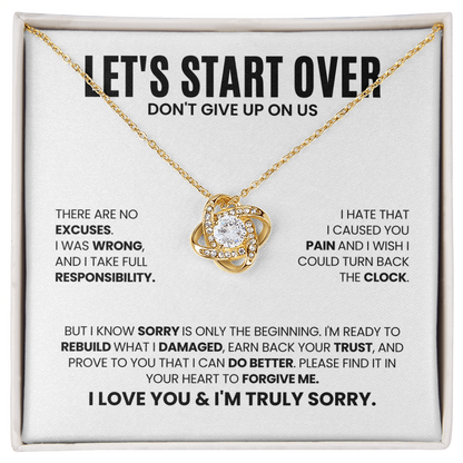 Let's Start Over Necklace for Her – Don't Give Up on Us – Heartfelt Apology Gift Set
