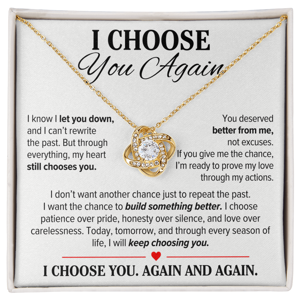 I Choose You Again Necklace for Her – Love Knot Second Chance Apology Gift