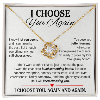 I Choose You Again Necklace for Her – Love Knot Second Chance Apology Gift