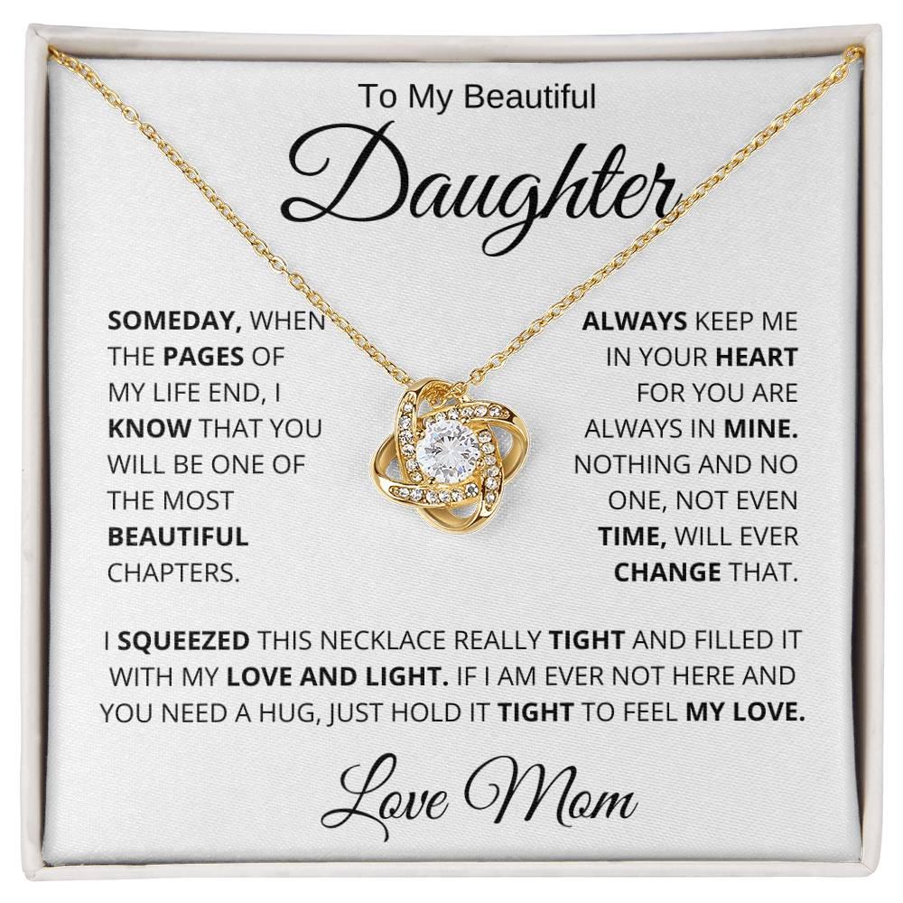 To My Beautiful Daughter Love Knot Necklace - Charming Family Gift