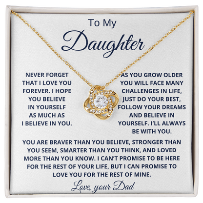 To my Daughter Love Knot Necklace