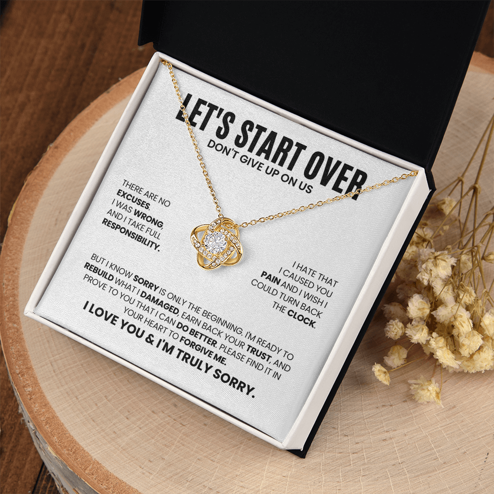 Let's Start Over Necklace for Her – Don't Give Up on Us – Heartfelt Apology Gift Set