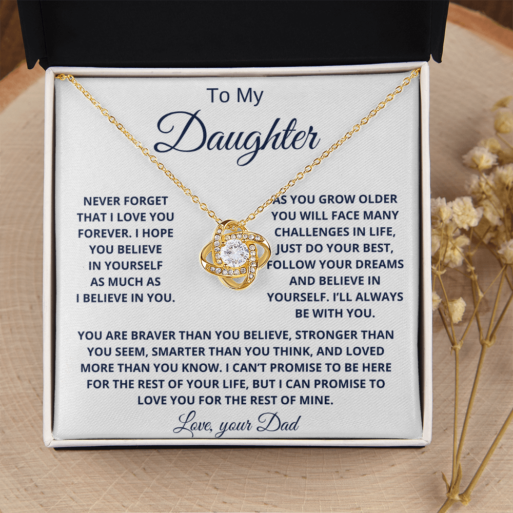 To my Daughter Love Knot Necklace