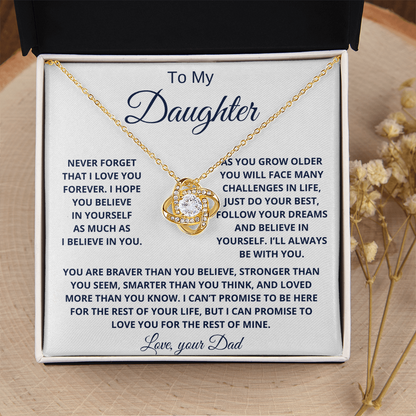 To my Daughter Love Knot Necklace