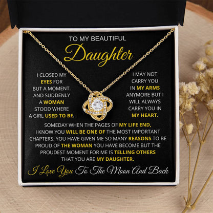 To My Beautiful Daughter-Loveknot Necklace-Someday When The Pages