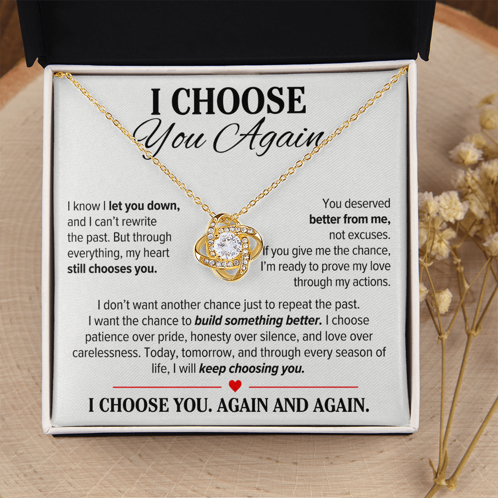 I Choose You Again Necklace for Her – Love Knot Second Chance Apology Gift