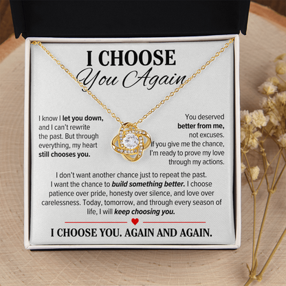 I Choose You Again Necklace for Her – Love Knot Second Chance Apology Gift