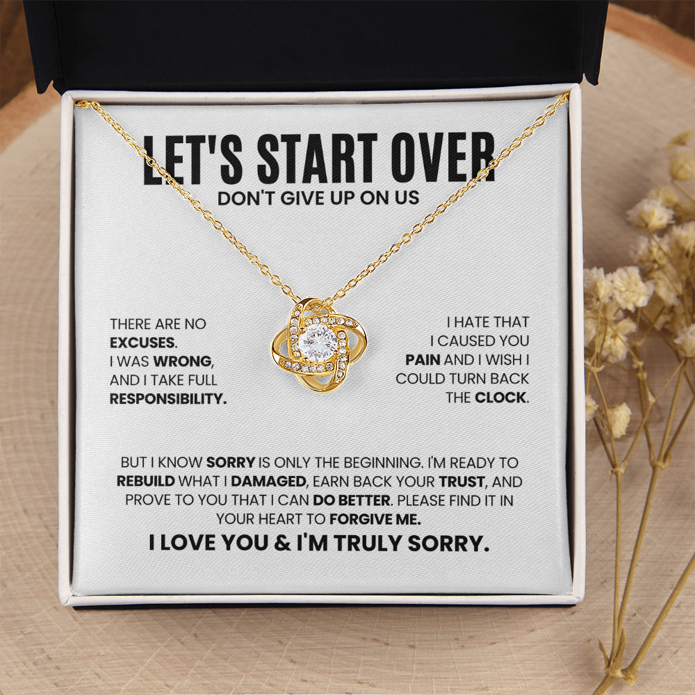 Let's Start Over Necklace for Her – Don't Give Up on Us – Heartfelt Apology Gift Set