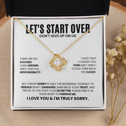 Let's Start Over Necklace for Her – Don't Give Up on Us – Heartfelt Apology Gift Set