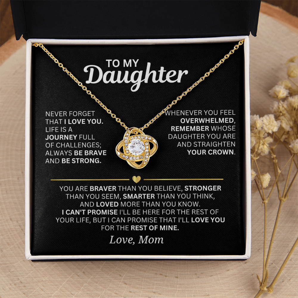 To My Daughter - From Mom - Love Knot Necklace Gift Set