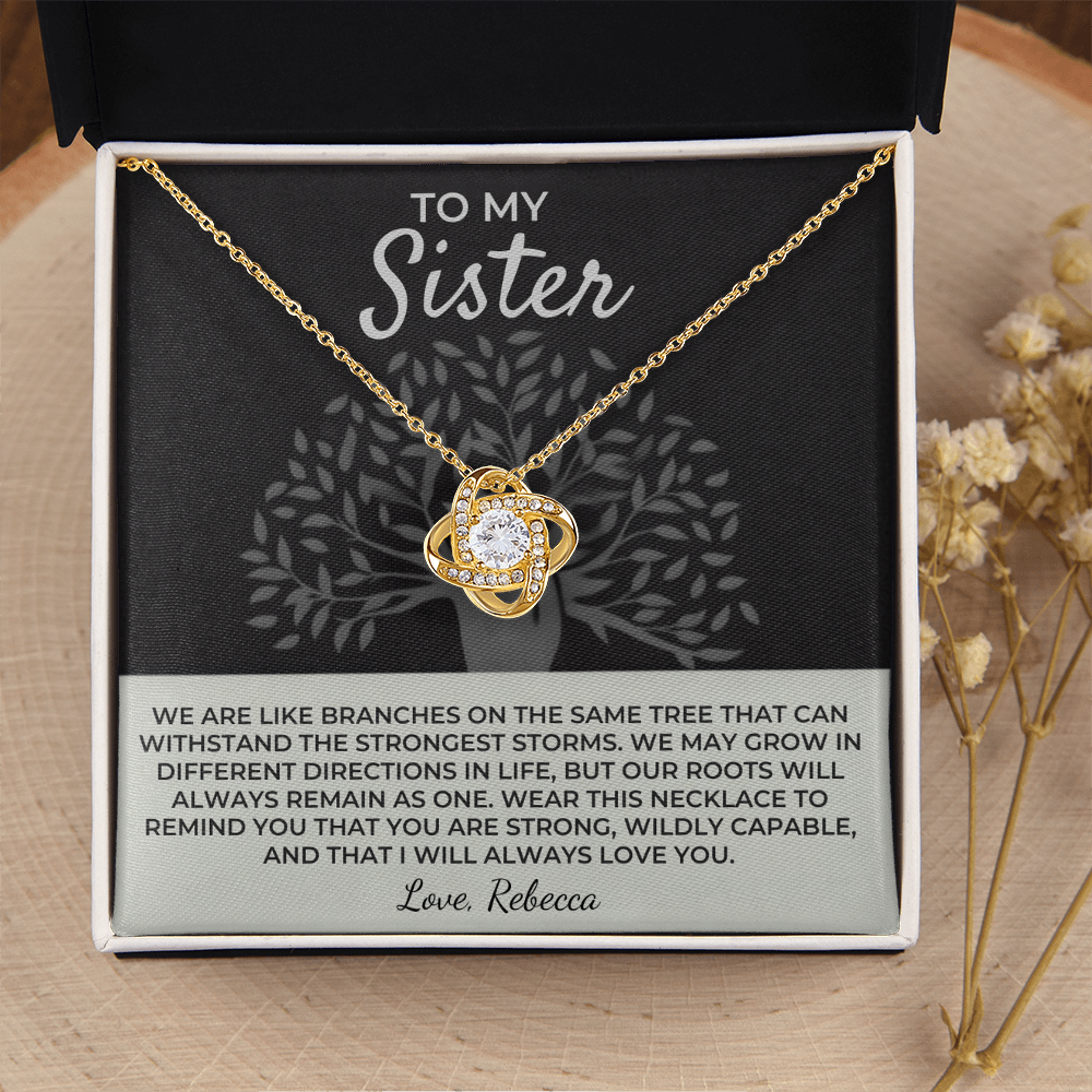 To My Sister - Love Knot Necklace Gift Set
