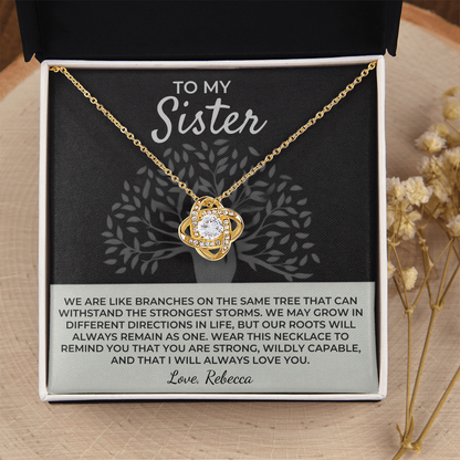 To My Sister - Love Knot Necklace Gift Set