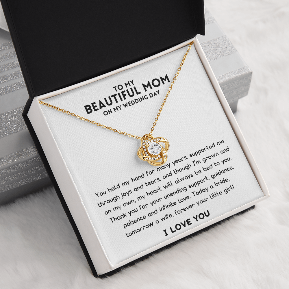 Mother Of The Bride Gift (You Held My Hand) Love Knot Necklace