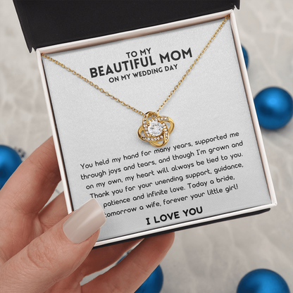 Mother Of The Bride Gift (You Held My Hand) Love Knot Necklace