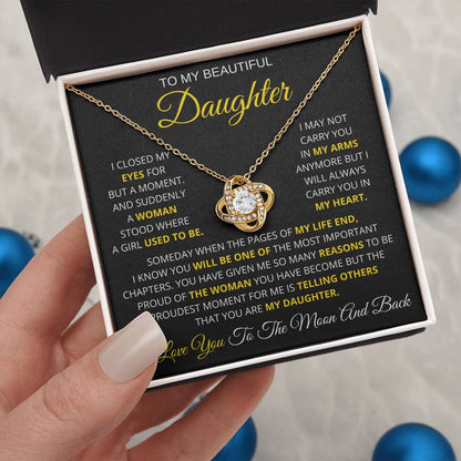 To My Beautiful Daughter-Loveknot Necklace-Someday When The Pages