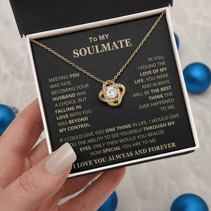 To My Soulmate - Gold LoveKnot Necklace