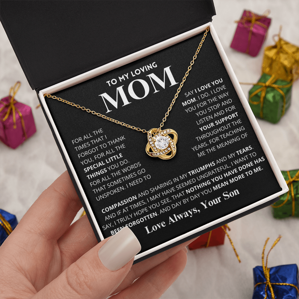 Mom Gift "You Mean More" Knot Necklace From Son