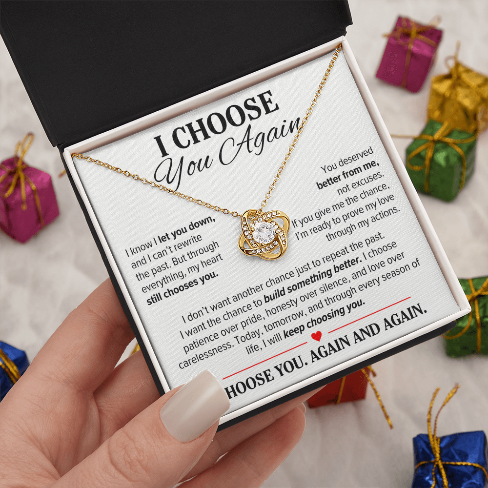 I Choose You Again Necklace for Her – Love Knot Second Chance Apology Gift