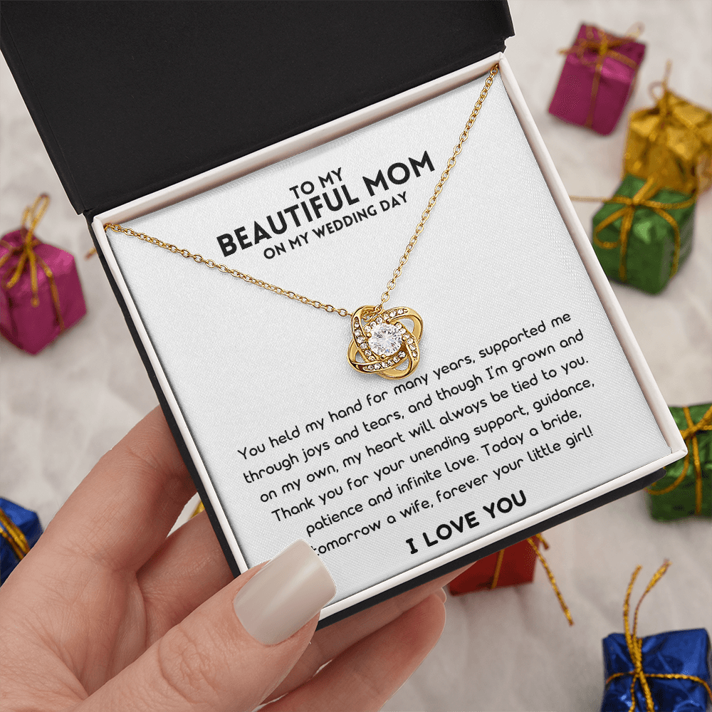 Mother Of The Bride Gift (You Held My Hand) Love Knot Necklace