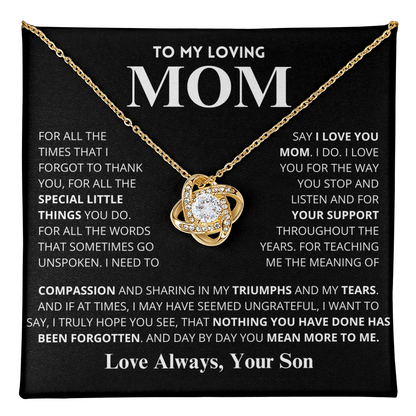 Mom Gift "You Mean More" Knot Necklace From Son