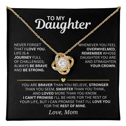To My Daughter - From Mom - Love Knot Necklace Gift Set
