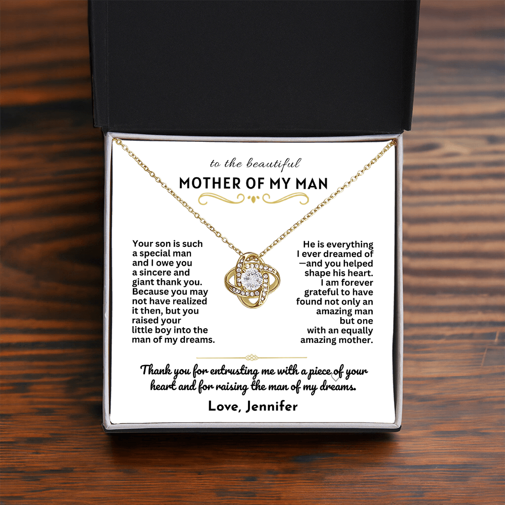 To The Mother Of My Man - Love Knot Necklace Gift Set