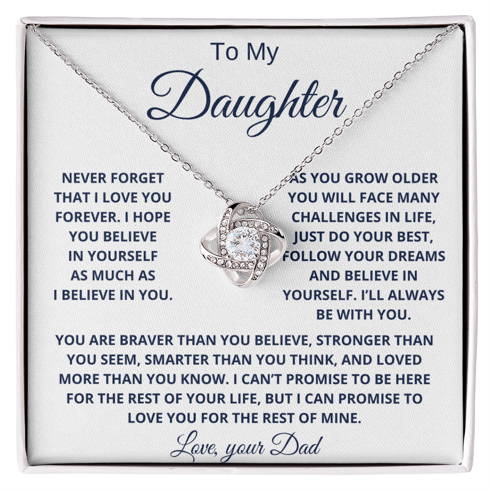 To my Daughter Love Knot Necklace