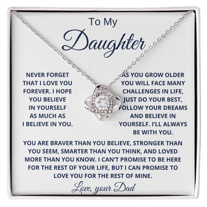 To my Daughter Love Knot Necklace