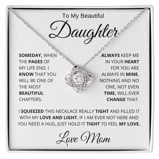 To My Beautiful Daughter Love Knot Necklace - Charming Family Gift