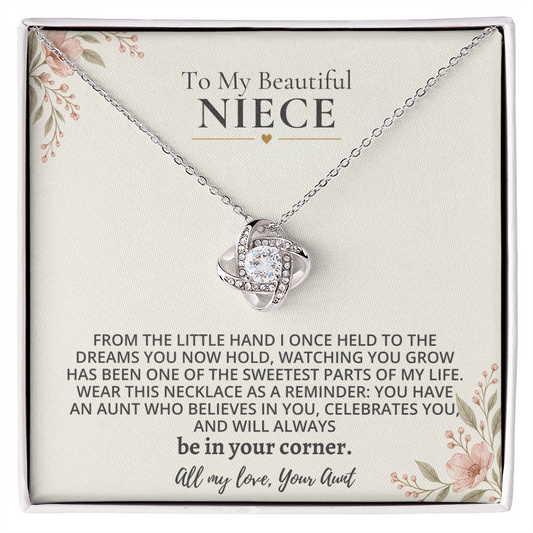 To My Beautiful Niece - Love Knot Necklace Gift Set
