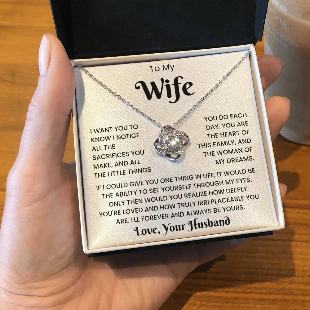 To My Wife - Love, Your Husband Love Knot Necklace Gift Set