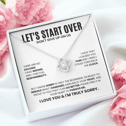 Let's Start Over Necklace for Her – Don't Give Up on Us – Heartfelt Apology Gift Set