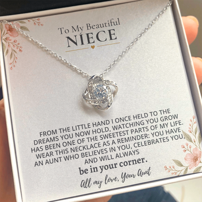 To My Beautiful Niece - Love Knot Necklace Gift Set