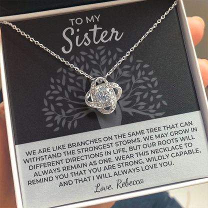 To My Sister - Love Knot Necklace Gift Set