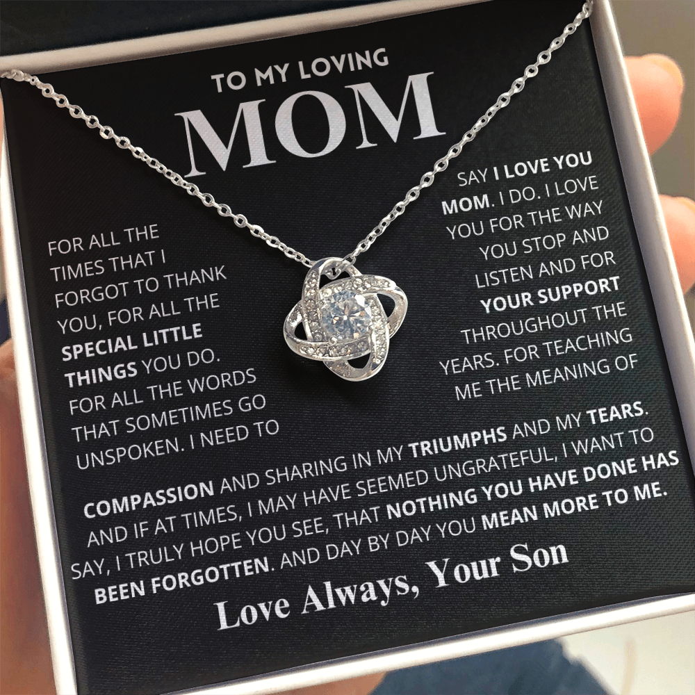 Mom Gift "You Mean More" Knot Necklace From Son