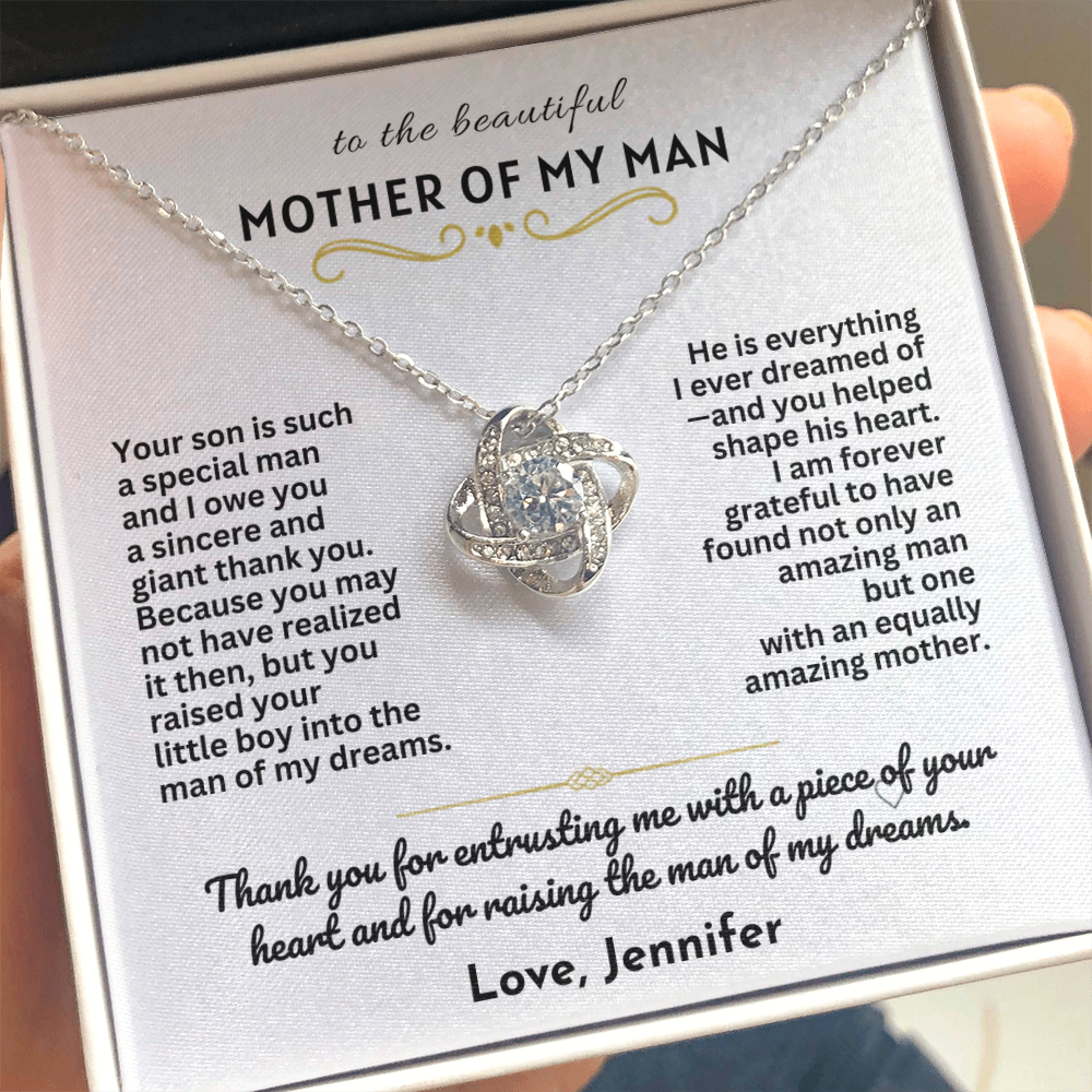 To The Mother Of My Man - Love Knot Necklace Gift Set
