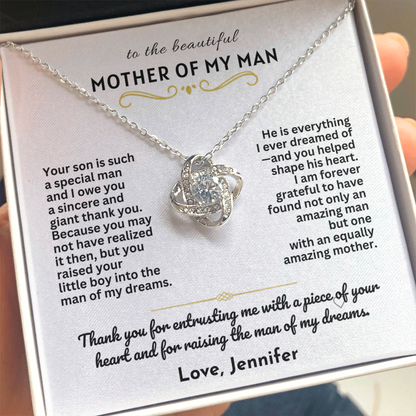 To The Mother Of My Man - Love Knot Necklace Gift Set
