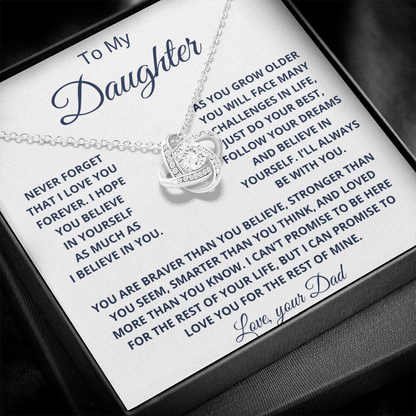 To my Daughter Love Knot Necklace
