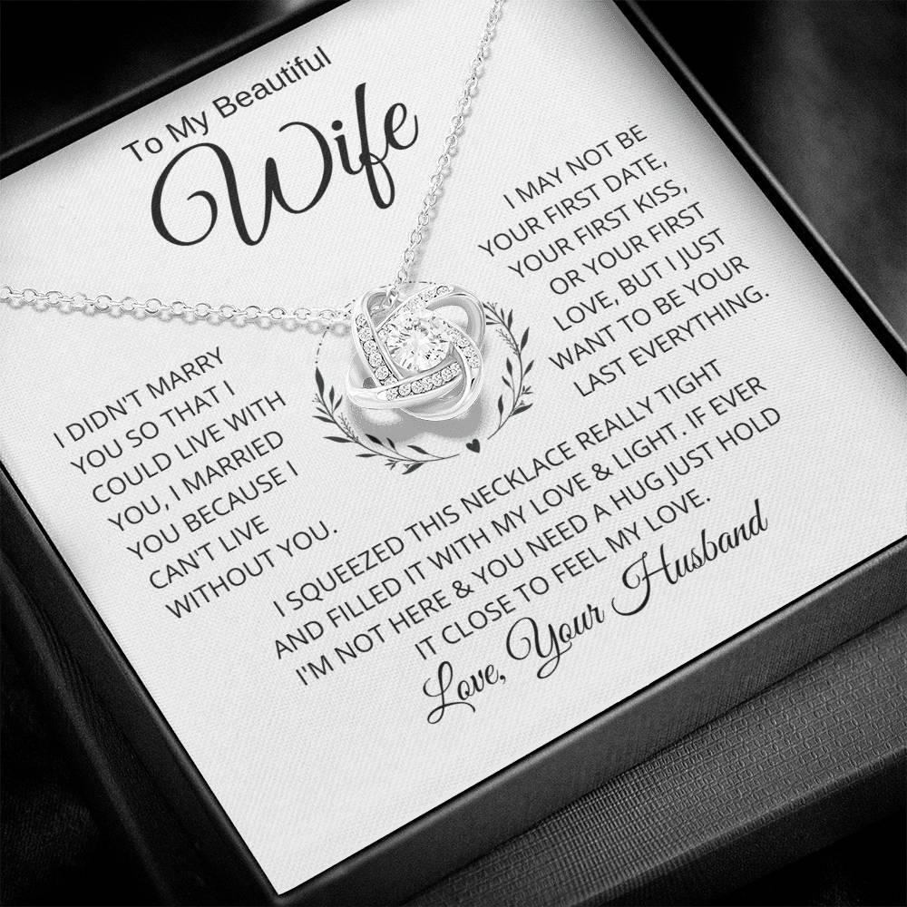 Gift for Wife "I Can't Live Without You" Knot Necklace - Charming Family Gift