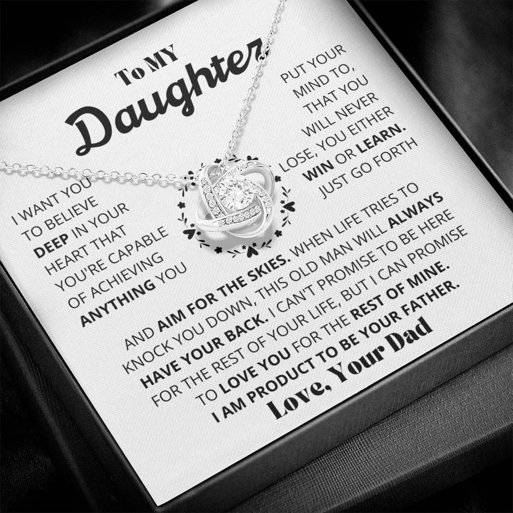 Daughter - Proud - Love Knot Necklace - Charming Family Gift