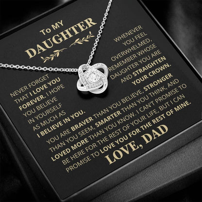 Beautiful Gift for Daughter From Dad "Never Forget That I Love You" Necklace - Charming Family Gift