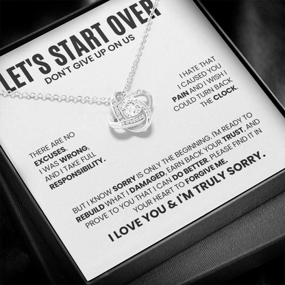 Let's Start Over Necklace for Her – Don't Give Up on Us – Heartfelt Apology Gift Set