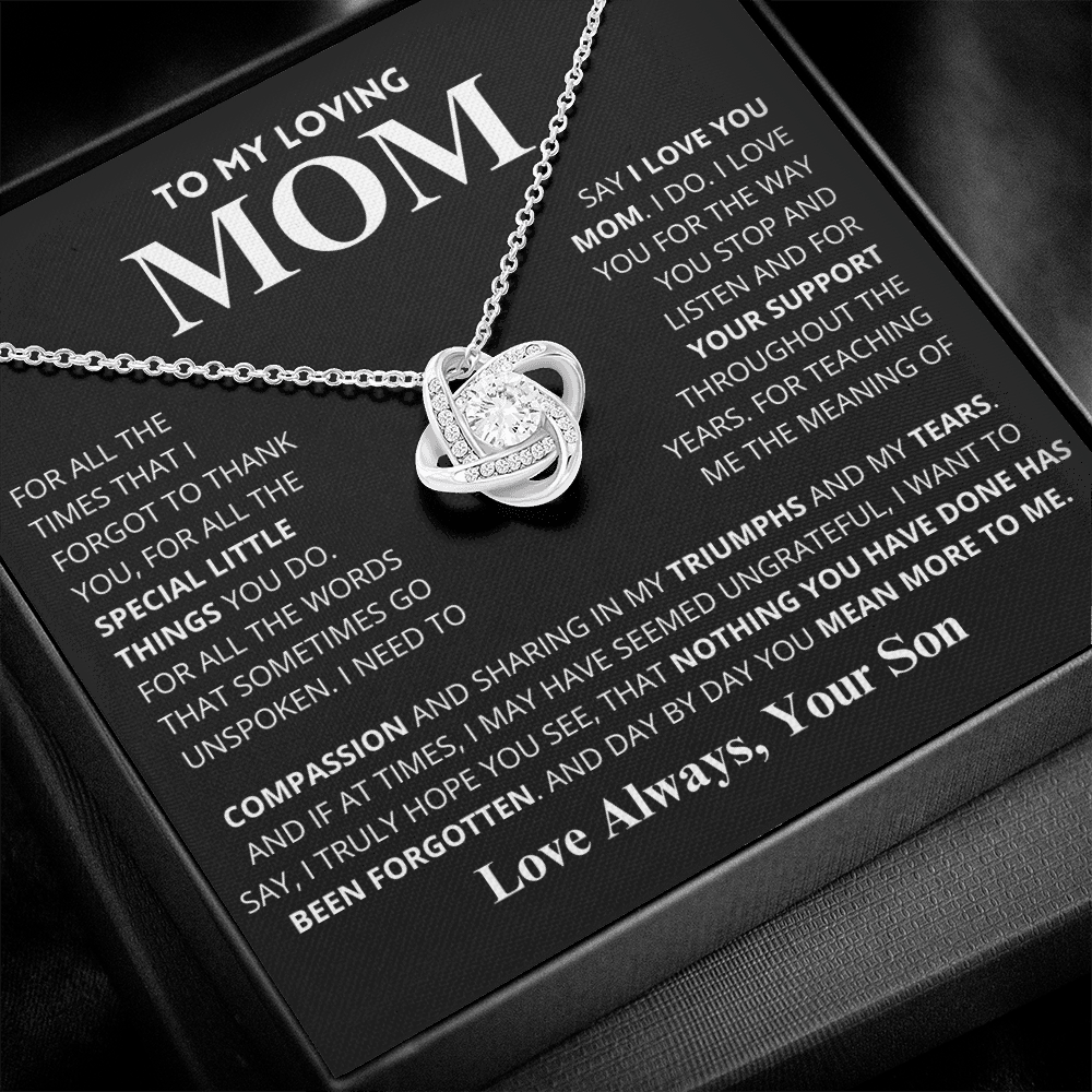 Mom Gift "You Mean More" Knot Necklace From Son