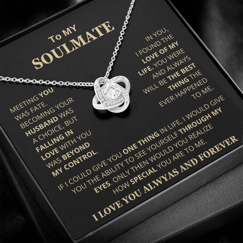 To My Soulmate - Gold LoveKnot Necklace