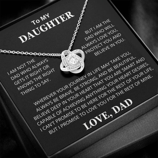 To My Daughter "Love You, Protect You and Believe In You" Love Knot Necklace