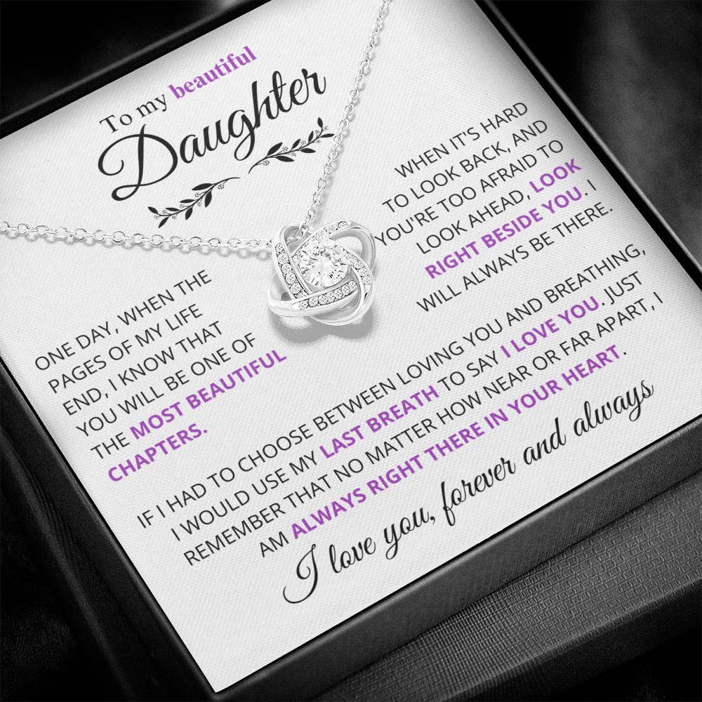 Stunning Daughter Gift "Most Beautiful Chapters" Gold Knot Necklace